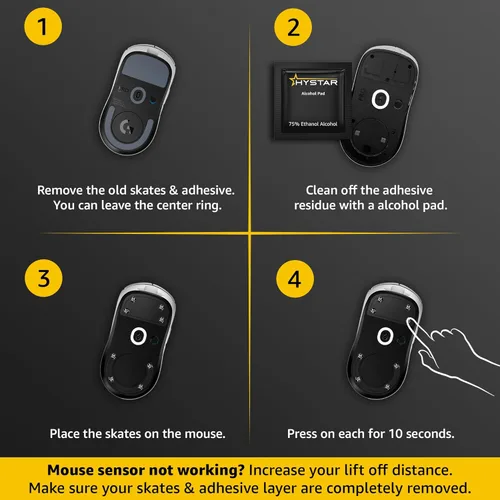 Vista 6 de Hystar Aero Skates - Patines de ratón para alfombrilla de ratón, redondeados y pulidos (vidrio)