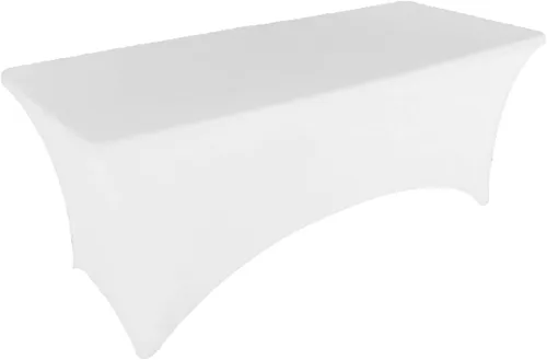 Vista 2 de Paquete de 2 manteles de elastano elásticos de 4 pies para mesas rectangulares, eventos, bodas, banquetes y fiestas