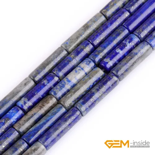 Vista 5 de GEM-Inside - Tubo de columna natural de 0.157 x 0.472 in, cuentas de piedra de lapislázuli para fabricación de joyas, 15 pulgadas