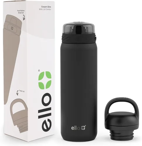 Vista 121 de Ello Cooper Twist - Botella de agua de acero inoxidable de 32 onzas con tapa para beber A prueba de fugas Doble pared y aislada al vacío Asa