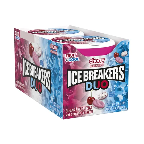 Vista 3 de ICE BREAKERS Duo Fruit Plus - Pucks de mentas sin azúcar con sabor a cereza fresca, 1.3 onzas (8 unidades)