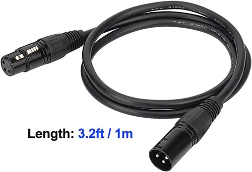 Vista 2 de Eyeshot Cable DMX de 3.2 pies / 1m, 10PCS 10 cables DMX de 3 pines, cables DMX, alambres DMX, DMX512 XLR macho a hembra, cable de señal de luz