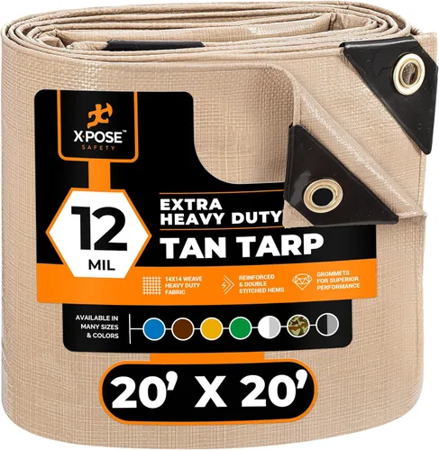 Vista 41 de Xpose Safety Lona protectora de polietileno plateado resistente de 5 x 7 pies - Funda protectora multiusos - Duradera, resistente al agua