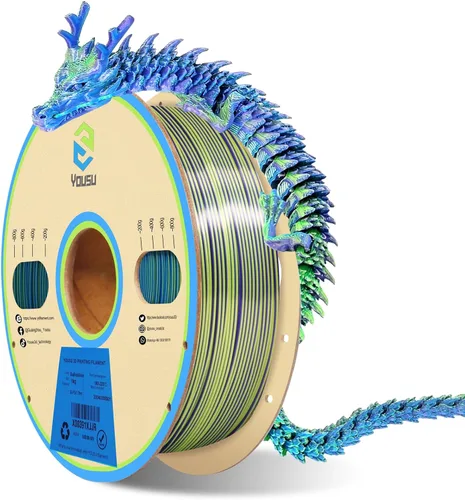 Vista 29 de Yousu - Filamento PLA de seda 1.75mm, filamento para impresora 3D de coextrusión de doble color, compatible con la mayoría de impresoras 3D, seda