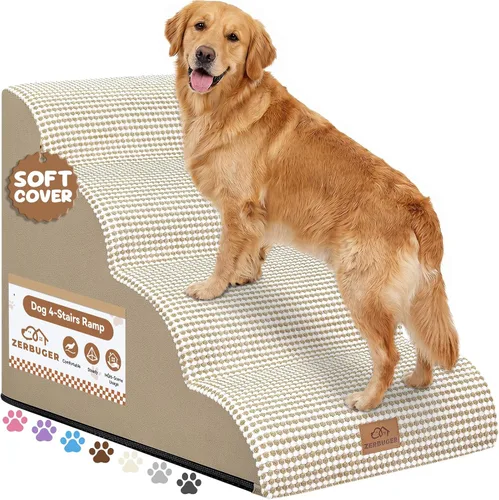 Vista 19 de Zerbuger Rampa para perros y escaleras para cama, beige de 3 escalones