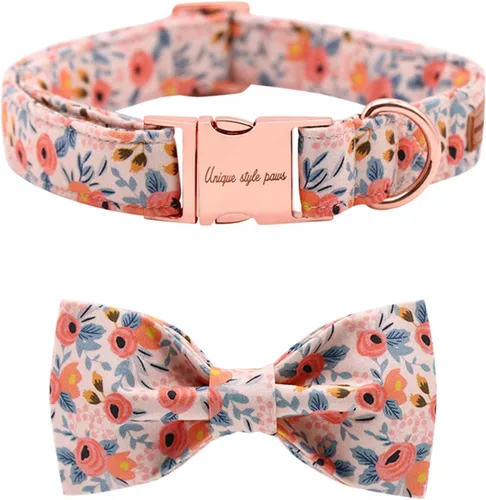 Unique style paws - Collar para perros con corbatín, collar ajustable para perros y gatos, pequeño, mediano y grande
