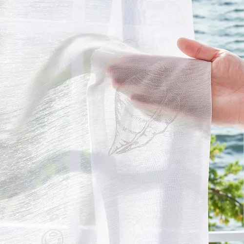 Vista 7 de jinchan Cortinas traslúcidas blancas para sala de estar, dormitorio, cuarto de bebé, cortinas de 63 pulgadas de largo para casa de playa, gasa