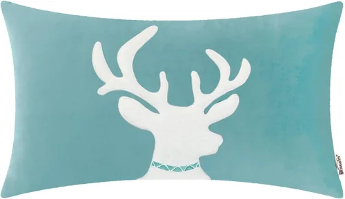 Vista 49 de BRAWARM Christmas Pillow Cover 18 X 18 Inches, Black Reindeer Embroidered Pillow Cover, Soft Velvet Decorative Throw Pillow for Couch Bed Sofa