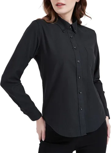 Vista 17 de Camisa con botones para mujer de manga larga Oxford camisa de algodón de corte clásico, blusa de trabajo resistente a las arrugas