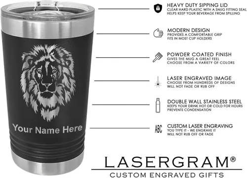 Vista 3 de LaserGram Vaso de pinta aislado al vacío de 16 onzas, ST Surgical Technologist, grabado personalizado incluido (negro)