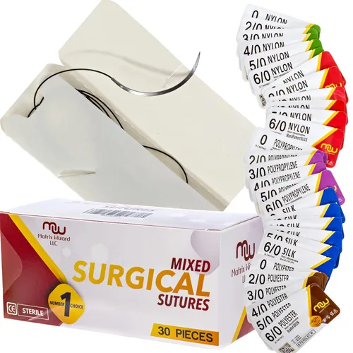 Matrix Wizard (12 paquetes de suturas) kit de sutura con hilo y agujas esterilizadas para estudiantes de medicina , kit de entrenamiento con módulos