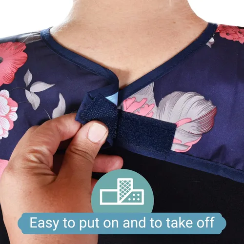 Vista 4 de Paquete de 6 baberos para adultos con recogedor de migas, protectores de ropa impermeables y reutilizables para mujeres mayores