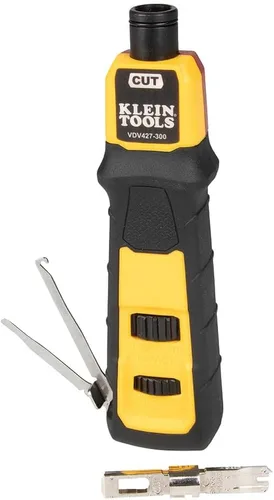 Klein Tools VDV427-300 Herramienta de perforación de impacto con hoja 66/110, conexiones de cable CAT confiables, fuerza ajustable, incluye púa y