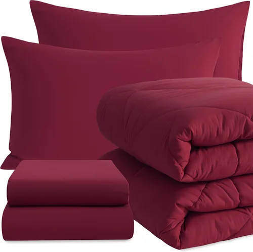 Vista 30 de NTBAY Juego de edredón individual con sábanas, 5 piezas de ropa de cama suave y transpirable, cama individual en una bolsa, juego de edredón