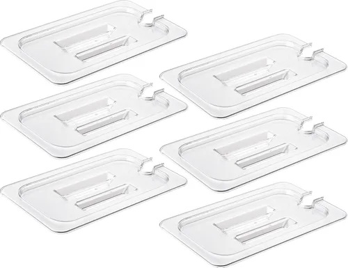 Vista 28 de CURTA Paquete de 6 cubiertas NSF para bandeja de alimentos, tapa de policarbonato transparente de tamaño 1/2 con asa para bandeja de alimentos