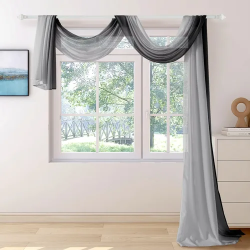 Vista 18 de NAPEARL Cenefa de Bufanda Degradada para Ventana, Cenefa Romántica de Voile Degradado para Telón de Fondo de Ceremonia, Arco de Boda, Dormitorio