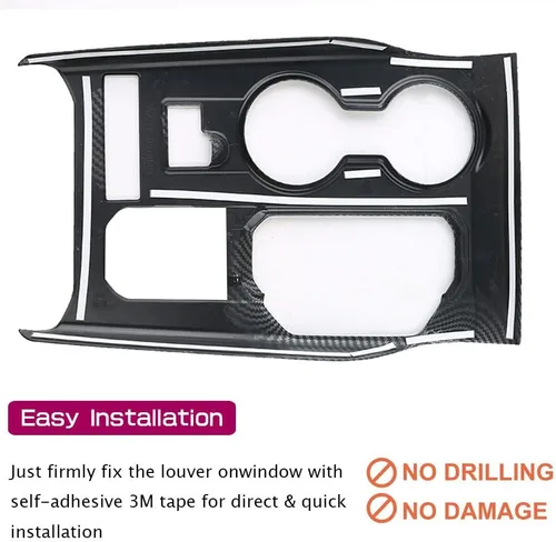 Vista 5 de LEXLEY Marco de palanca de cambios estilo fibra de carbono, cubierta de panel de consola, soporte para tazas, calcomanía decorativa compatible