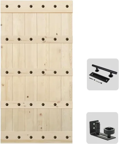 Vista 12 de S&Z TOPHAND® - Puerta de granero de 20 x 84 pulgadas, puerta de granero británica con soporte de 20-60 pulgadas sin acabado/Estilo moderno/Madera