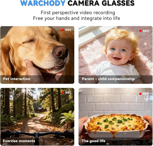 Vista 3 de Lentes inteligentes AI con cámara, gafas de cámara HD de 8 MP para hombres, mujeres, gafas de grabación AI con asistente de voz, audio de oído