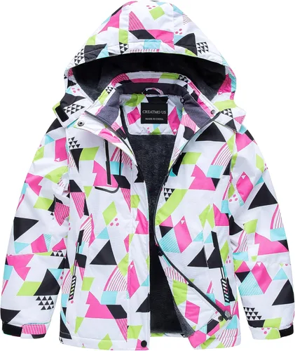 CREATMO US Chaqueta de esquí impermeable para niña, abrigo de invierno cálido para nieve, resistente al viento, chaqueta de lluvia para snowboard,