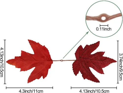 Vista 7 de 100 piezas de hojas de arce artificiales, hojas de otoño y otoño, guirnalda mixta surtida para manualidades, bodas, festivales, decoraciones