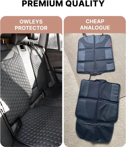 Vista 8 de Owleys Protector de Asiento de Coche de Cuero Premium para Asiento de Coche Infantil, Cubierta de Asiento de Coche contra Rasguños y Suciedad