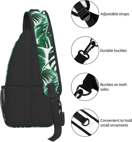 Vista 5 de Mochila cruzada multiusos para mujer mochila de pecho al aire libre ciclismo senderismo viajes Hojas Moda