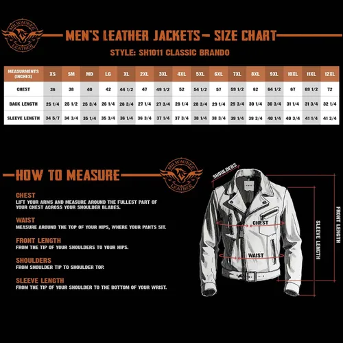 Vista 5 de Chamarra Leather King clasica de hombres, de cuero, estilo clásico, tira lateral, estilo policía de moto