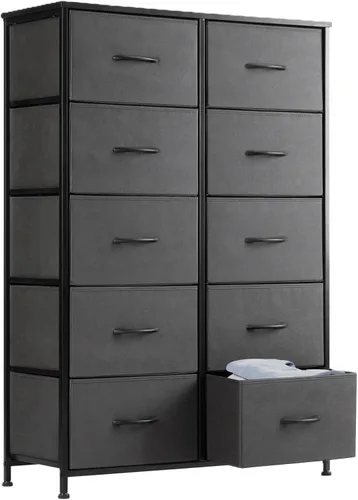 Vista 19 de Sweetcrispy Cómoda, Cómoda Alta para Dormitorio, Organizador de Cómoda con Cajones de Almacenamiento con 10 Cajones, Cómoda con Compartimento