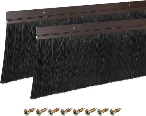 Vista 17 de uxcell 2 piezas barredor de cepillo inferior para puerta forma H base de aleación de aluminio con cepillo de nailon de 0.4 pulgadas para hogar