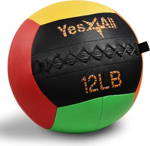 Vista 5 de Yes4All Bola de pared, bola de arena de hierro con peso de cuero suave para ejercicio multifuncional dinámico, 6 libras - 30 libras