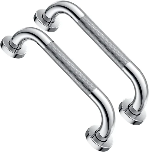Vista 20 de Paquete de 2 barras de regadera de 36 pulgadas con agarre antideslizante de color negro cepillado de 1.25" de diámetro, Munzong, mango de baño