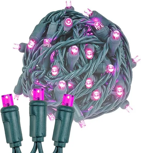 Vista 9 de Novelty Lights Tira de 50 luces LED rojas de Navidad de 25 pies para exteriores/interiores, espacio de 6 pulgadas, luces de alambre verde