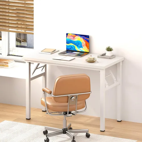 Vista 157 de DlandHome Escritorio plegable pequeño de 31.5 pulgadas, escritorio de computadora para oficina en casa, mesa plegable para espacios pequeños,