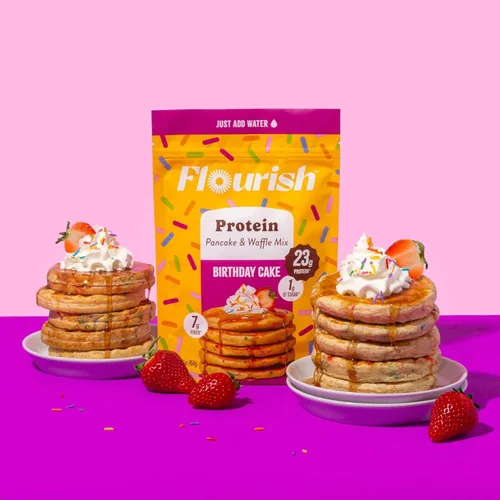 Vista 7 de Flourish Mezcla de Harina para Panqueques y Gofres con Proteína, con Proteína de Suero de Leche y Semilla de Lino, Sin Azúcar Añadida, Alta