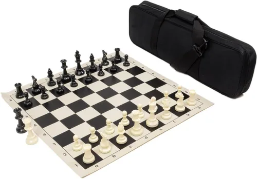 Juego de ajedrez pesado con triple peso para torneo, color negro