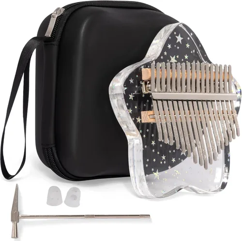 Lindo piano de pulgar Kalimba de 17 teclas, piano de dedo acrílico de cristal de estrella, instrumentos musicales Mbira portátil, lindo regalo de