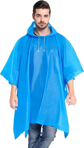 Vista 20 de ANTVEE Ponchos de lluvia para adultos, impermeable, portátil, reutilizable, paquete de 2 con capucha con cordón, se mantiene seco