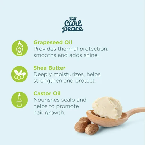 Vista 4 de Just For Me Curl Peace - Mantequilla nutritiva para el cabello y el cuero cabelludo, hidrata y calma, contiene aceite de semilla de uva, manteca