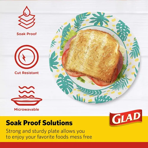 Vista 3 de Glad - Platos de papel desechables cuadrados para todas las ocasiones