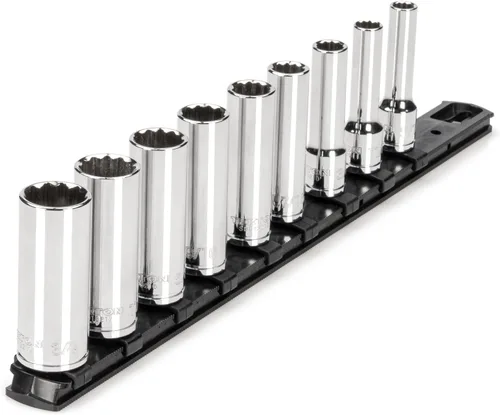 Vista 18 de TEKTON Juego de llaves de vaso de 12 puntos poco profundas de 3/8 pulgadas con riel, 15 piezas (1/4-1 pulg.) SHD91111