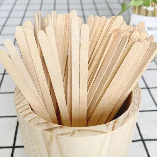 Vista 3 de KTOJOY Agitadores de café de madera de 5.5 pulgadas, 1000 palitos desechables para café y cócteles, mezclador de bebidas de madera con extremos