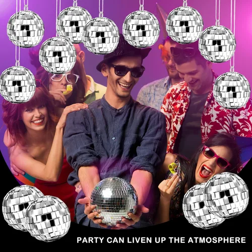 Vista 7 de MTLEE 20 piezas de decoración de bolas de discoteca de varios tamaños, decoración de fiesta, adornos de bola de discoteca, espejo pequeño grande