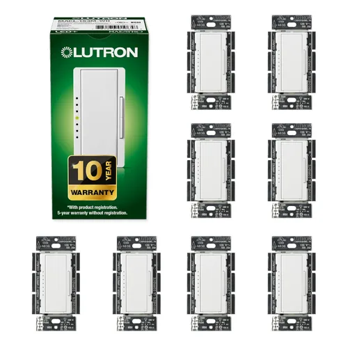 Vista 18 de Lutron - Interruptor de atenuación Maestro LED+ para bombillas LED regulables, halógenas e incandescentes, 150 W/unifolar o multiubicación, Biscuit