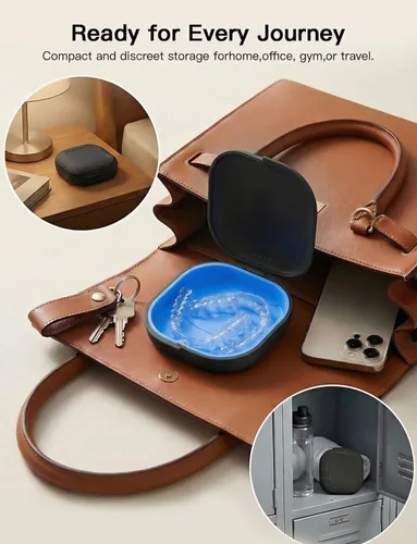 Vista 8 de Retainer Case with Vent Holes, Aligner Case for Invisalign, Portable Aligner Kit, Removable Silicone Liner, Orthodontic Storage Box Secure Magnetic