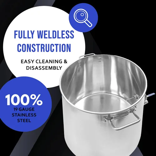 Vista 7 de CONCORD - Olla de acero inoxidable para preparar cerveza casera (accesorios sin agua) (20 cuartos de galón/5 galones)