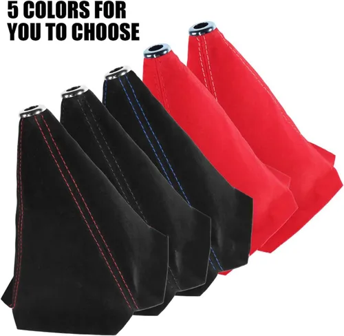 Vista 3 de BESULEN Cubierta de Funda de Palanca de Cambios para Coche, Cubierta de Gamuza de Cuero para Perilla de Cambios Cubierta Antipolvo, Reemplazo