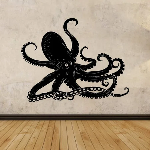 Calcomanía de pulpo, pulpo, animales marinos kraken, océano, calcomanías de pared, calcomanías de pared, baño, cuarto de baño, habitación infantil