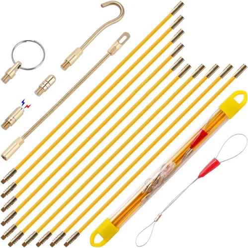 Vista 9 de Kit de cinta pescadora eléctrica de fibra de vidrio de 11 pies con 5 accesorios diferentes y herramienta de cinta pescadora en un estuche