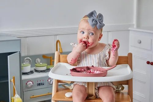 Vista 4 de dollop Placa de succión de silicona Sin BPA Apto para lavavajillas y microondas (rosa polvoriento)